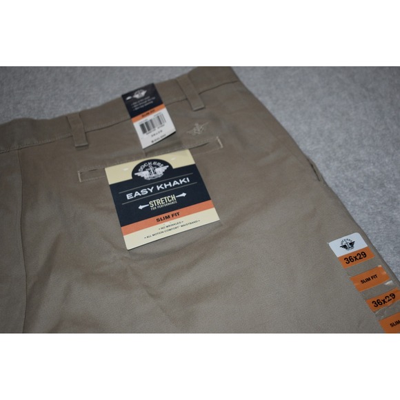 Dockers Other - Dockers Easy Khaki Slim Fit Men 36x28 Tan Stretch Flat Front Chino Pants NEW **